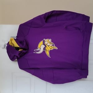 NFL Team Apparel Youth 14-16 Minnesota Vikings Hooded Jersey Two Side Pockets
